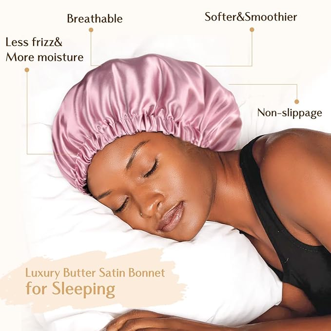 YANIBEST Adjustable Silk Bonnet Double Layer Satin Bonnet Hair Bonnet for Sleeping Bonnets for Women Hats Curly Natural Hair, Brown