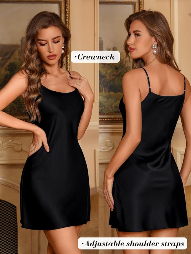 Satin Robe Sets For Women, 2-PC Lightweight Bathrobe, Silk Sleepwear Kimono Bridesmaid Sexy Robes