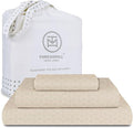 Threadmill 500TC Cotton Twin XL Sheet Set - Light Beige Floria, 3-Piece Bed Linen Set with 15" Deep Pocket, Damask Jacquard Sateen, Premium Soft Breathable Hotel-Style Sheets