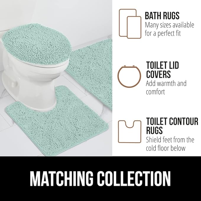 GORILLA GRIP Bath Rug Mat 44x26, Soft Absorbent Chenille, Quick Dry Microfiber Mats, Rubber Backing Washable Shower Floor Rugs, Bathmat Runner, US Designed Bathroom Home Decor Accessories Seablue