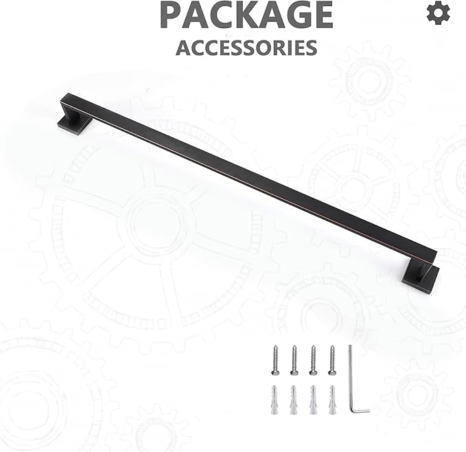 LANC ORB 24-Inch Towel Bar for Bathroom Kitchen Square Towel Rack, Total-26 Oil Rubbed Bronze Bath Towel Holder Wall Mounted Towel Hanger Towel Rod Stainless Steel Towel Rail, A8804ORB-6P1