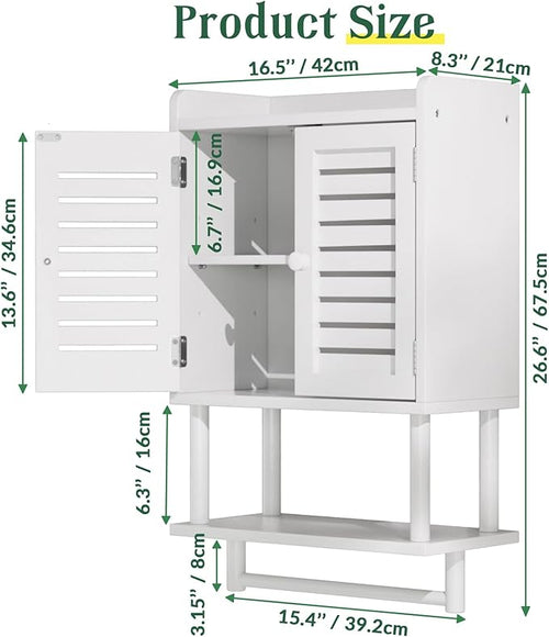 AmazerBath Bathroom Wall Cabinets, Bamboo Medicine Cabinets with Towel Bar, Hanging Over The Toilet Storage Cabinet with Adjustable Shelves, Organizer Cabinet for Small Spaces, 8.3x16.5x26.6 Inches
