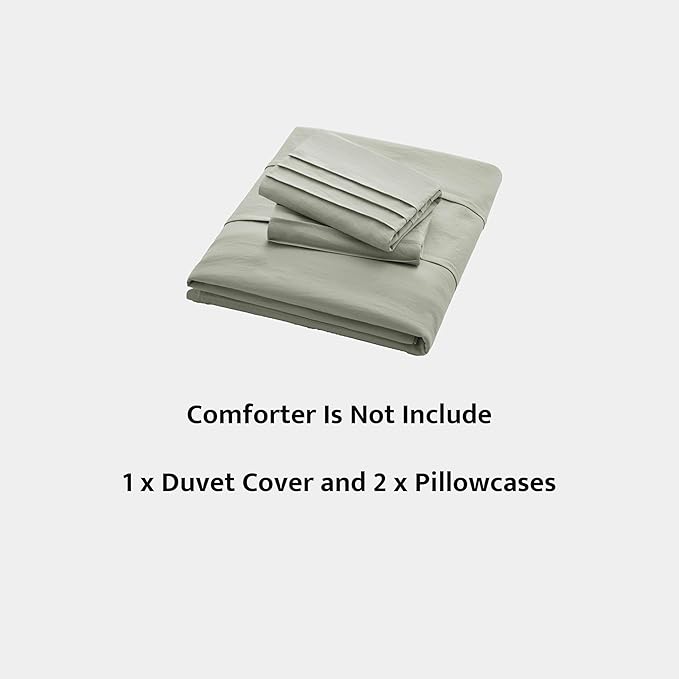 Oli Anderson Mist Sage Duvet Cover King Size - Pleated King Duvet Cover, 3PCS Soft and Breathable Textured Bedding Set with Zipper Closure(Mist Sage,104"x90")