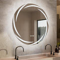 LUVODI Round LED Bathroom Mirror: 32” Circle Wall Mounted Large Lighted Makeup Mirror with 3 Color Bright Backlit - Smart Anti Fog Dimmable Vanity Mirror with Touch Switch for Restroom Toilet Hallway