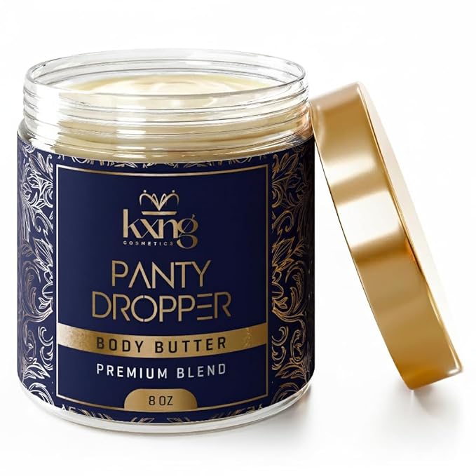 KXNG Cosmetics, Body Butter, Organic Skin Care for Men and Women, Body Moisturizer Lotions and Creams, Raw Shea Butter, Cocoa Butter, Mango, Coconut Oil, Hand, Foot, All Skin Types (Panty Dropper XL)