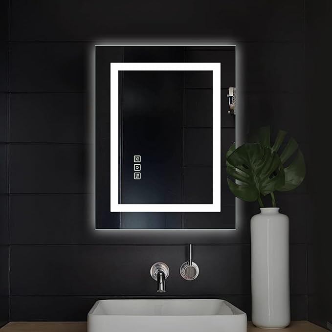 16x20 Inch LED Bathroom Mirror Frameless Vanity Mirror with Lights Backlit and Frontlit Dimmable Anti-Fog (Auto Off) Memory Makeup Wall Mirror for Bedroom Cloakroom Living Room