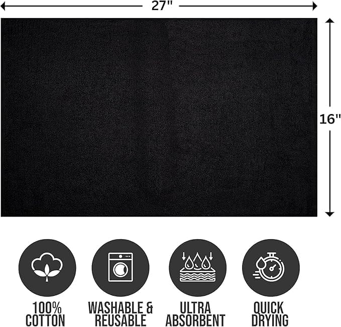 Premium 100% Cotton Hand Towels – Pack of 24, 16x27 Inch – Quick-Dry, Highly Absorbent Salon Towels for Hair Care, Gym, Spa & Bathroom – Black