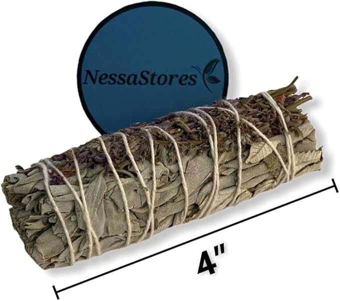 NESSASTORES - White Sage + Yerba Santa + Lavender Smudge Incense 4" Bundle #JC-198 (1 pcs)