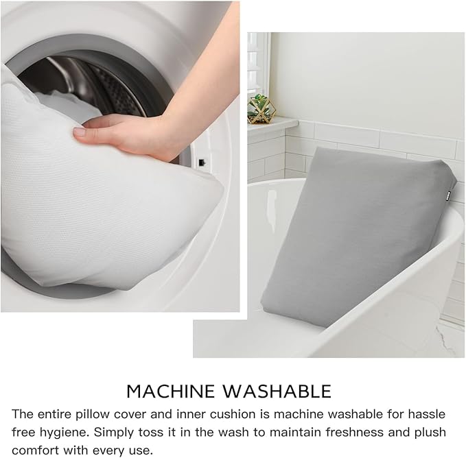 Bath Pillows for Tub Neck and Back Support,Bathtub Cushion backrest headrest Neck Pillow,tub Pillow for Bathtub,3D Mesh Core,Breathable,Quick-Drying,Ergonomic Relaxation,Gray