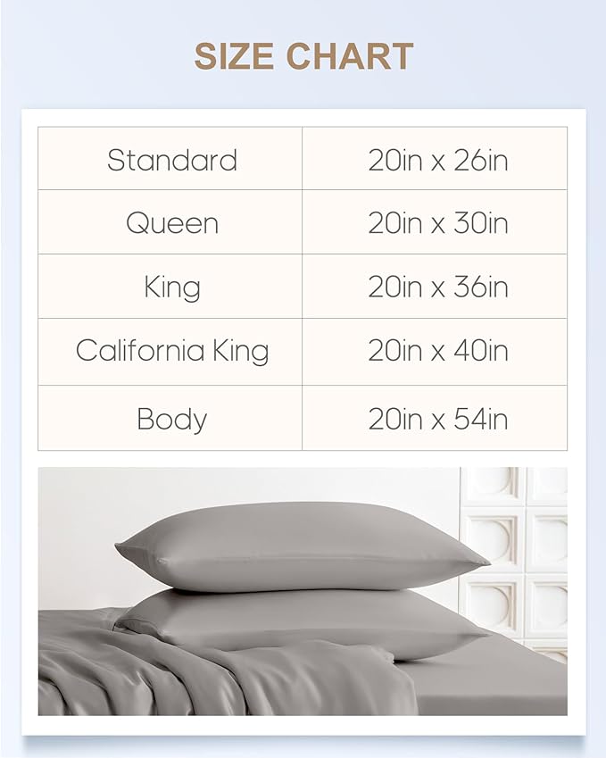 THXSILK 100% Mulberry Silk Pillowcase for Hair and Skin, 22 Momme Natural Silk Body Pillow Cover with Hidden Zipper, Soft Breathable Smooth Organic Silk Body Pillowcase(Grey, Body Size 20"x54")