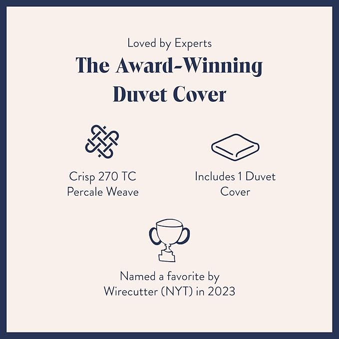 Brooklinen Luxury Percale Duvet Cover – 100% Cotton, Cool, Crisp, Extra-Long Corner Ties, Button Closure, Soft & Breathable – Machine Washable, Duvet Cover Full/Queen Bed Sizes (Abyss)