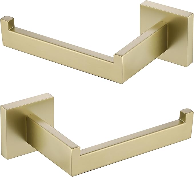 LANC Gold Toilet Paper Holder, Brushed Gold Toilet Paper Roll Holder Wall Mount for RV Bathroom Toilet Tissue Holder Rustproof Stainless Steel Left and Right 2 Pack, A8807BG-LRP2