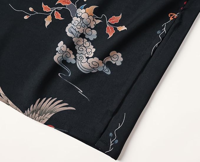 Ledamon Women's Kimono Short Robe for Women - Pocket Floral Bathrobe Nightgown