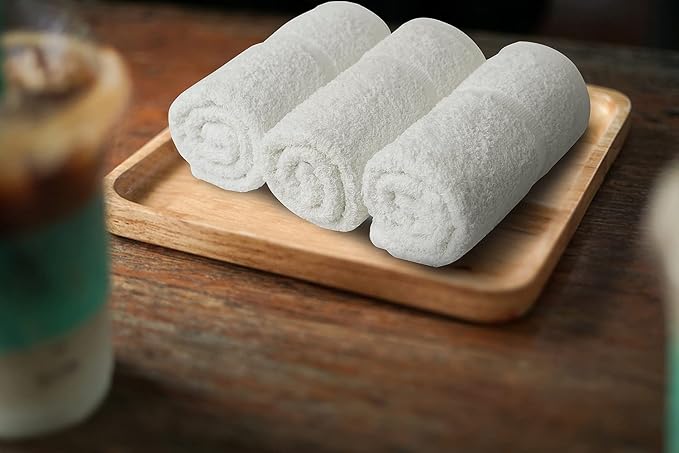 Basic Hand Towels 16x26 Inches – Pack of 12 – White Color – Soft and Absorbent Multipurpose Cotton Towels for Bathroom, Spa, Gym, Salon, Hotel, and Everyday Use