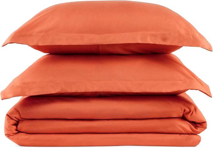 PeachSkinSheets 1500tc Level of Softness Soft Cooling Duvet Cover Set | Queen/Full Size - Pumpkin Spice