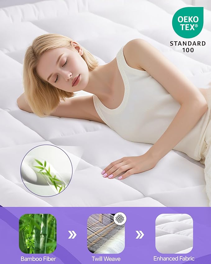Dual Layer 4 Inch Memory Foam Mattress Topper California King - 2 Inch Gel Memory Foam and 2 Inch Pillow Top Mattress Pad,7-Zone Egg Crate Mattress Topper
