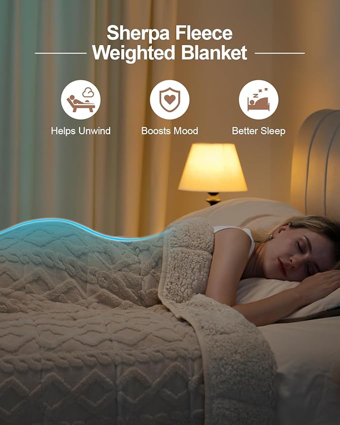 Super Fuzzy Soft Sherpa Fleece Weighted Blanket, 20 lbs Dual Sided Fluffy Heavy Weighted Blankets for Adults - No Bunching with Double Layers of Soft Inner Lining (60"x 80", 20 Pounds)