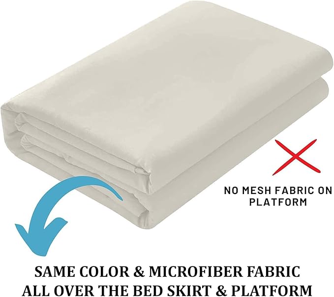 Ruffled Bed Skirt with Split Corners, Ivory, Full 21 Inch Drop Bedskirt, Hotel Quality Brushed Microfiber Wrinkle Free Dust Ruffle Bed Skirt Full Size
