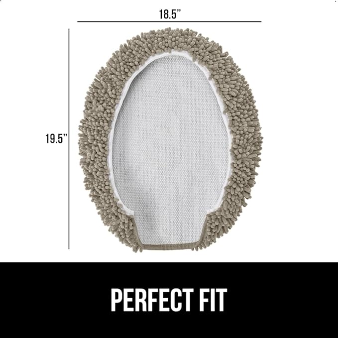GORILLA GRIP Soft Chenille Bathroom Toilet Lid Cover, Machine Washable Seat Covers, 19.5x18.5, Stays in Place Rubber Backing, Fits Most Round, Elongated and Oblong Lids, Accessories Decor, Latte