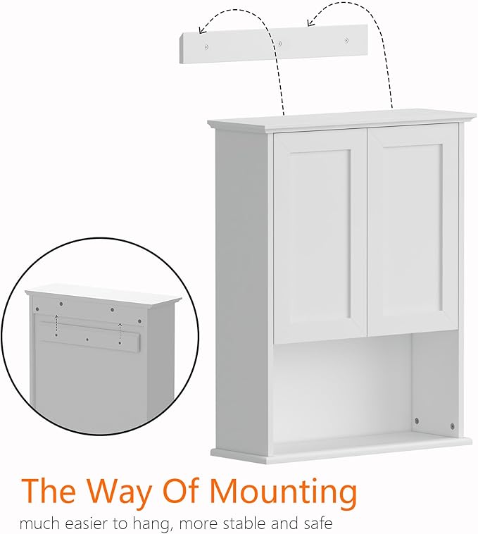 Bathroom Wall Cabinet, Over The Toilet Storage Cabinet, 23x29 Inch Medicine Cabinet with 2 Door & Adjustable Shelf, Bathroom Cabinet Wall Mount for Laundry Room, Kitchen, Small Spaces