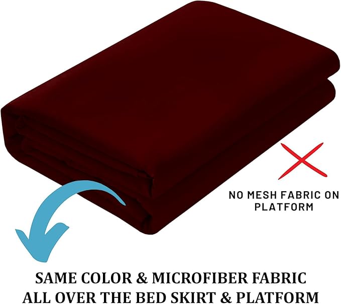 Ruffled Bed Skirt with Split Corners, Burgundy, King 16 Inch Drop Bedskirt, Hotel Quality Brushed Microfiber Wrinkle Free Dust Ruffle Bed Skirt King Size