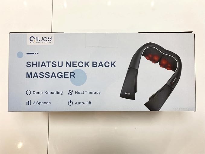 ALLJOY Neck Massager for Pain Relief Deep Tissue with Heat, 3D Kneading Shiatsu Neck and Back Massager for Shoulder Full Body Home Office Car Use, Christmas Gifts for Dad Men Mom Women