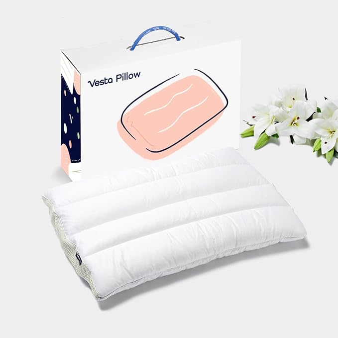 Vesta Silk-Layered Ultra-Thin Pillow, 100% Silk Layer, Slim and Flat Design for Back or Stomach Sleepers, Ultra-Thin Profile (2.5" Height) & Soft - LimeZen