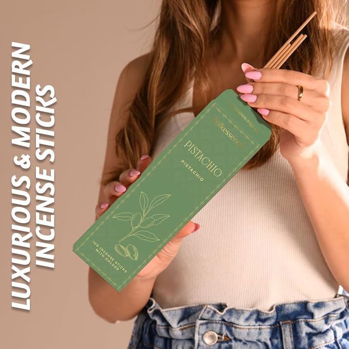 Folkulture Christmas Incense Sticks | Set of 100 Insence-Sticks with Holder for Relaxation | Pistachio Fragrance | Organic, Slow Burning & Non Toxic Inscents| Christmas Dessert Inspired