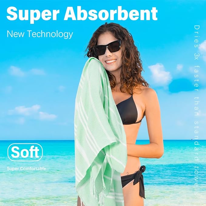 Thin Turkish Beach Towel Lightweight Quick Dry Absorbent Cotton Bathroom Bath Pool Swim Towels Extra Large Oversized Sand Free Beach Accessories Essentials Cloud Gifts for Adult