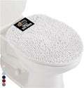GORILLA GRIP Soft Chenille Bathroom Toilet Lid Cover, Machine Washable Seat Covers, 19.5x18.5, Stays in Place Rubber Backing, Fits Most Round, Elongated and Oblong Lids, Decor, Bright White