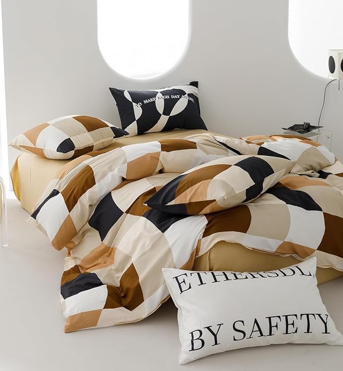 KAREVER Checkerd Comforter Set Queen Buffalo Plaid Bedding Set Men Women Modern Chic Grid Bed Blanket White Black Plaid Buffalo Queen Bedding Comforter All Season Hotel Quality