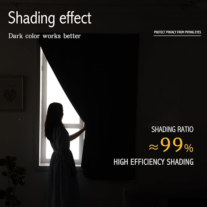 Self Adhesive Curtains Portable Blackout Curtain Simple and Easy to Install Bedroom Window Thermal Lnsulated Kitchen Room Darkening Black Small Drapes, 59" W X 59" L, Orange, 1 Panel