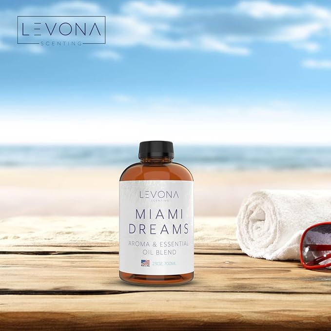 Levona Scent Essential Oil - Fresh Aroma for Home, Office, Hotel & Spa, Perfect in Humidifiers and Diffusers, Luxury Fragrance, with Bergamot, Pine, Rose, Earthy Notes - 700ml/ 23 fl oz, Miami Dreams