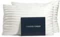 Fishers Finery 25mm 100% Pure Mulberry Silk Pillowcase Set (White Stripe Queen 2 Pack)