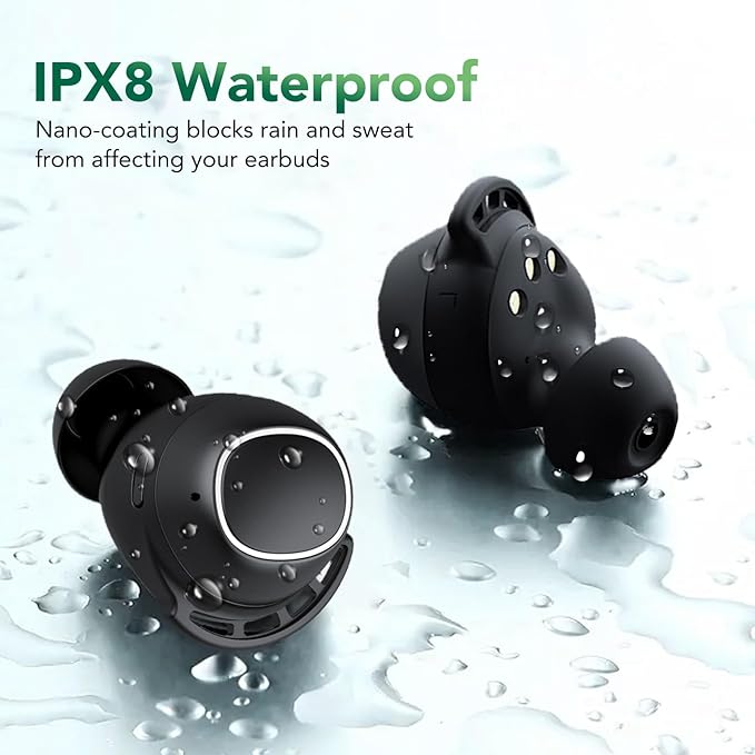 Tiksounds Ear Buds Mini Wireless Earbuds, Bluetooth 5.3 Headphones Bass Stereo, 60H Playtime Noise Cancelling Earbuds with 4 Mic, IP8 Waterproof Lightweight in Ear Earphones for Workout/Running