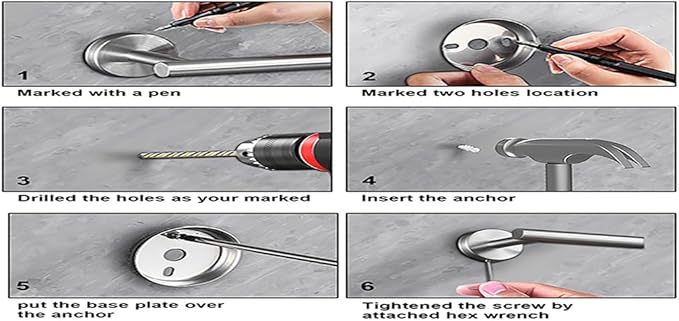 10Pcs Bath Towel Bar Set, Includes 23.6 & 16 Inch Towel Bars, Hooks, Rings & Toilet Paper Holder - Black