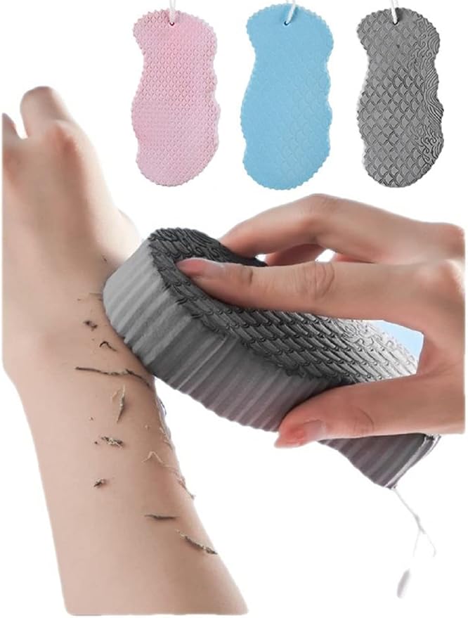3Pcs Magic Exfoliating Bath Sponge,3D Super Soft Exfoliating Bath Sponge, Skin Friendly and Reusable for Adults Children and Pregnant Women. (Pink+Blue+Gray)