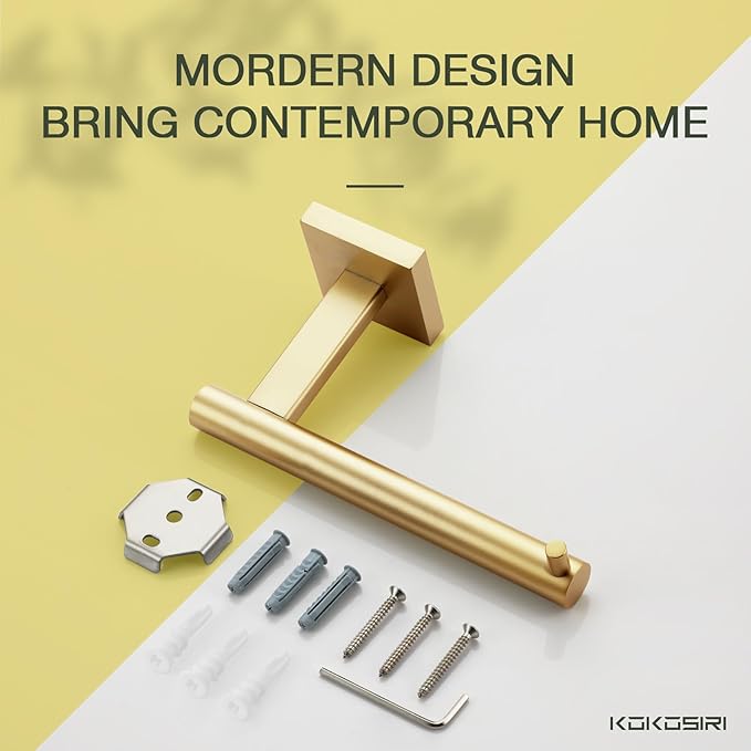 KOKOSIRI Toilet Paper Holder Tissue Paper Dispenser for Bathroom Toilet Roll Holder Brushed Gold Stainless Steel B2005BG