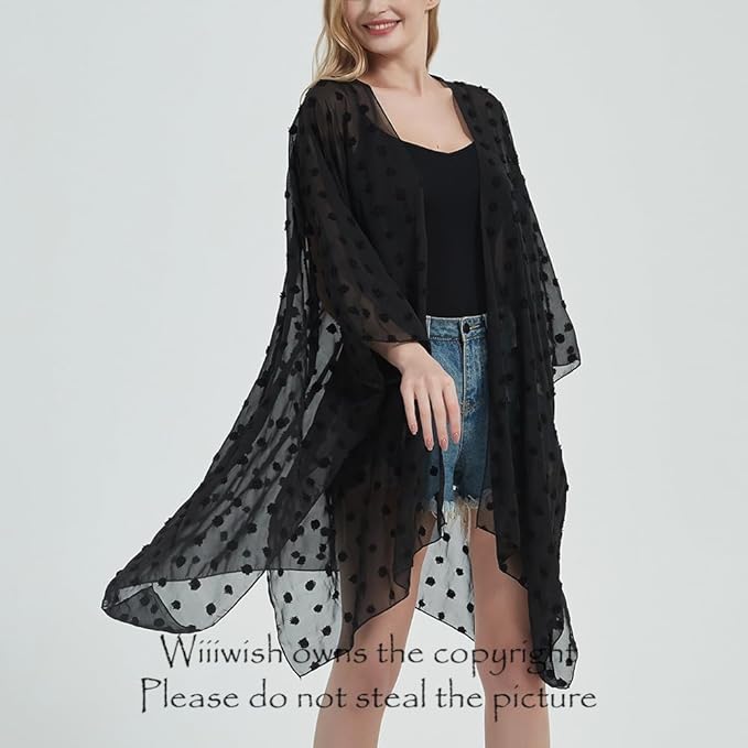 Women's Bohemian Floral Chiffon Beach Cover up Swimsuit Kimono Summer Swimwear Cardigans