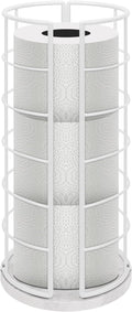 NearMoon Toilet Paper Organizer Stand, Free Standing 3 Rolls Tissue Storage, Metal Bathroom Accessory, Rustproof Toilet Roll Holder for Kitchen Countertop Inside Cabinet Shelf(Marble Base, White)
