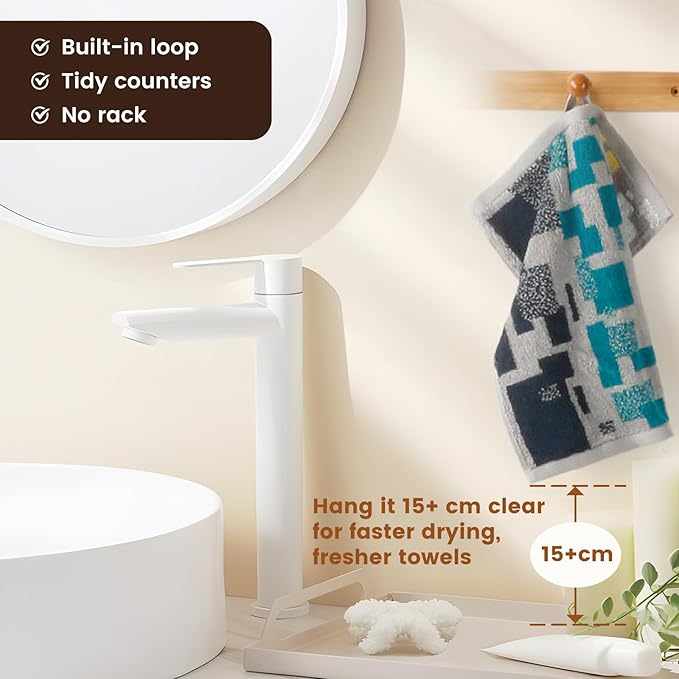 SEMAXE 100% Cotton Washcloths for Bathroom - 24 Pack, Quick-Dry Face Towels with Hanging Loop, Highly Absorbent and Soft, 13x13 Inch, Yellow | Blue | Grey | White