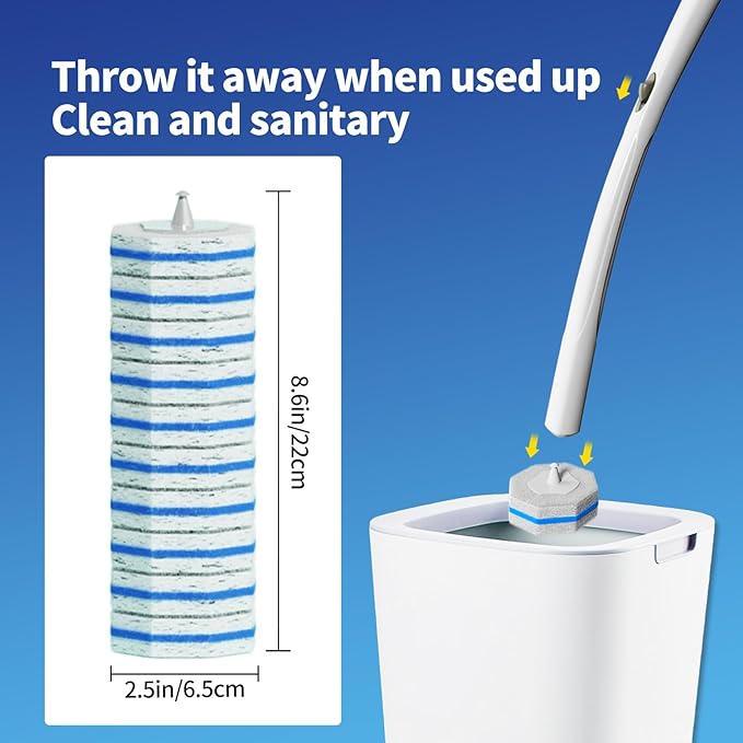 100pc Bulk Toilet Wand Refills - Disposable Toilet Brush Replacement Heads, Pack for Household Cleaning Bathroom cleaners Compatible Heads,washroom mats Brush Cleaning System,Clean Refill Pads.
