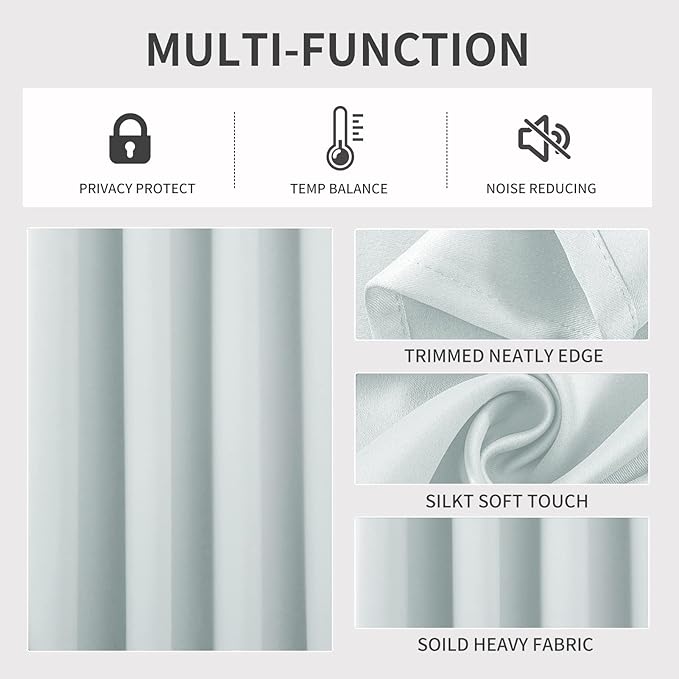 Joydeco White Curtains 54 Inches Long 2 Panels Set, Thermal Insulated Long Curtains& Drapes 2 Burg, Room Darkening Grommet Drapes for Living Room Bedroom Window (W52 x L54 Inch, Greyish White)
