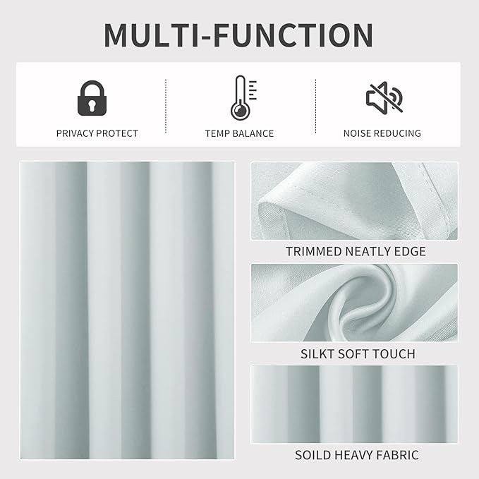 Joydeco White Curtains 84 Inches Long 2 Panels Set, Thermal Insulated Long Curtains& Drapes 2 Burg, Room Darkening Grommet Drapes for Living Room Bedroom Window (W52 x L84 Inch, Greyish White)