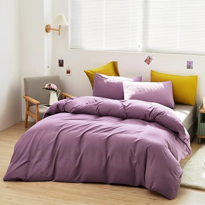 Cottonight Purple Comforter Set King Women Dusty Purple Bedding Set Pale Mauve Blanket Quilts Dark Lilac Soft Breathable 3 Piece Comforter Set for King Bed Women Girls