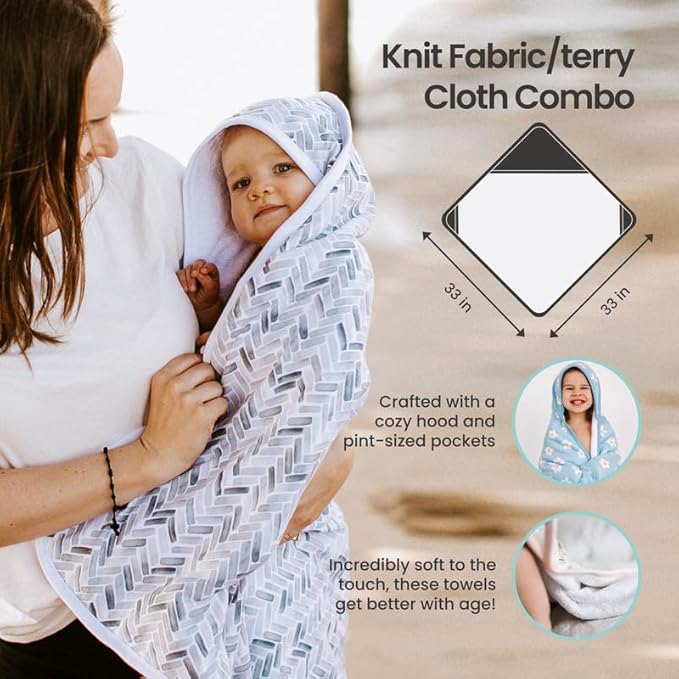 Copper Pearl Hooded Bath Towels Premium Knit/Terry Cloth Baby Towels with Hood, Pockets, and Cool Designs - Great to Gift and Make Bath Time Fun - Baby Bath Towel, Rex