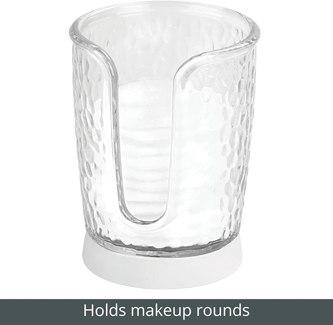 mDesign Plastic/Steel Compact Small Disposable Paper Cup Dispenser Storage Holder for Rinsing Cups on Bathroom Vanity Countertops - Rain Collection - Clear/White