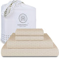 Threadmill 100% Cotton Sheets for King Size Bed | Damask Sateen All-Season 500Thread Count 4 Pc King Bed Sheets Set | Soft, Breathable Hotel Quality | Snug Fit Elastic Deep Pocket King Sheets | Beige