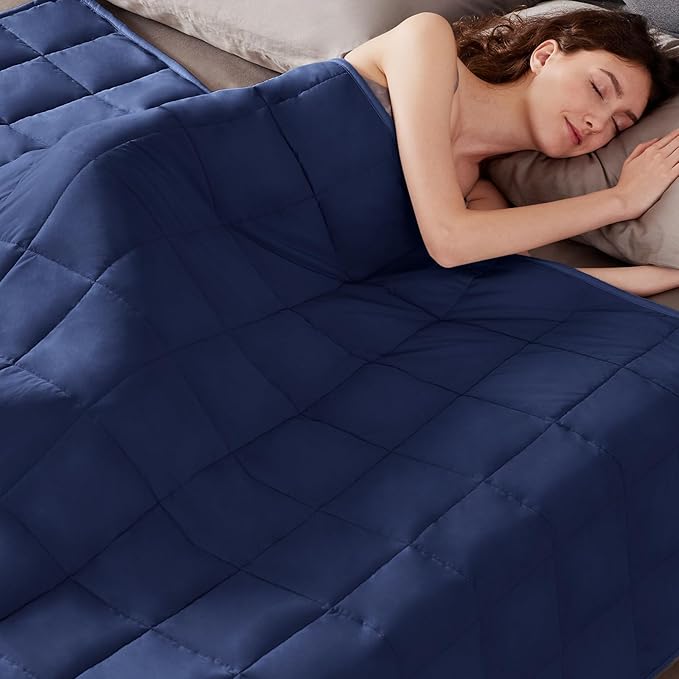 Weighted Blanket Queen/King Size (80"x87" 25lbs),Ultra Soft and Cozy Cooling Weighted Blanket for Adult,Heavy Blanket with Machine Washable Soft Blanket, Blue