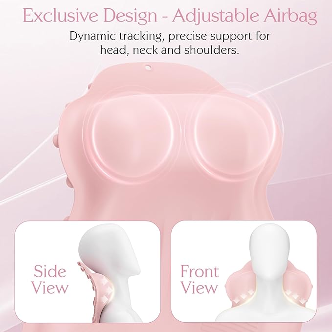 Silicone Bath Pillow, New Material Bath Pillows for Tub Head Neck and Back Support, Bath Tub Pillow with 4D Press Inflatable Airbag and Non-Slip Strong Suction Cups, Quick-Drying, Easy to Store, Pink